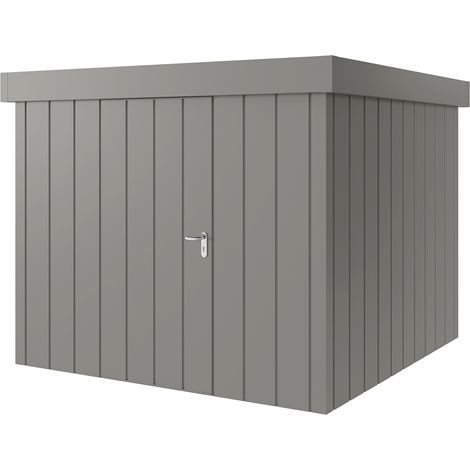 Hörmann Metall-Gerätehaus "Juno" mit Flachdach, JFD10 - Modern, 262 x 262 cm (B x T), graualuminium, 1-flüglige Tür, Anschlag links (1/5)