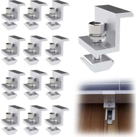 Support de montage pour panneau solaire en aluminium, 12 pièces, en forme de Z, pour panneau solaire de 40 mm, avec écrous et vis, pour toitures, murs et installations de toit (40 mm)