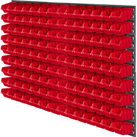 KADAX Werkstattwandregal, Werkstattregal für Garage, Rot, 126 Stück, 117x78 cm