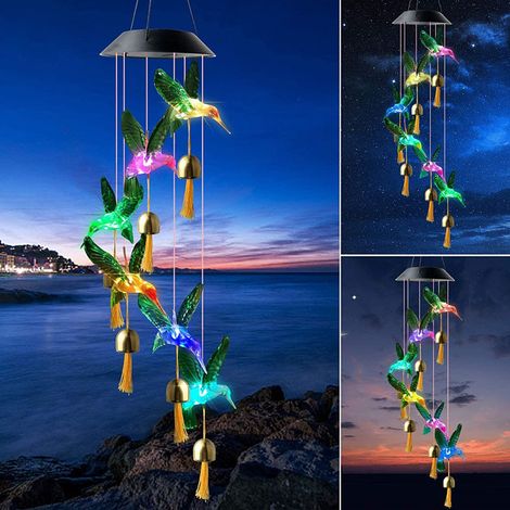 Cadeaux de jardin colibri, Décoration de jardin et d'intérieur, Carillons éoliens colibri, Carillons éoliens solaires