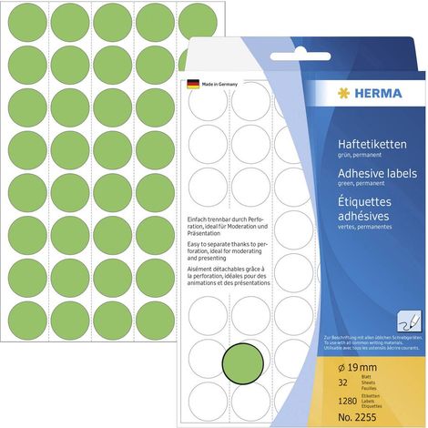 Herma 2255 Pastilles Ø 19 mm vert 1280 pc(s) fixation permanente papier (1/4)