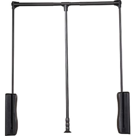 Barre Penderie Escamotable, Alliage D'aluminium, Amortisseur D'amortissement Pull-Down, Vêtements Suspendus La Charge D'environ 30 Kg, La Garde-Robe Est Économe De La Main-D'œuvre,Noir,830mm1150mm (1/5)