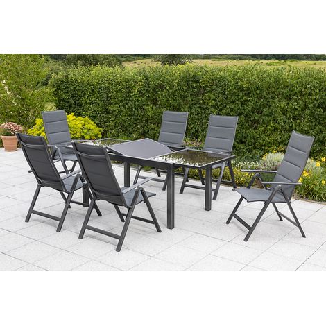 Taviano Set 7tlg 6 Sessel Tisch 140(200)x90cm