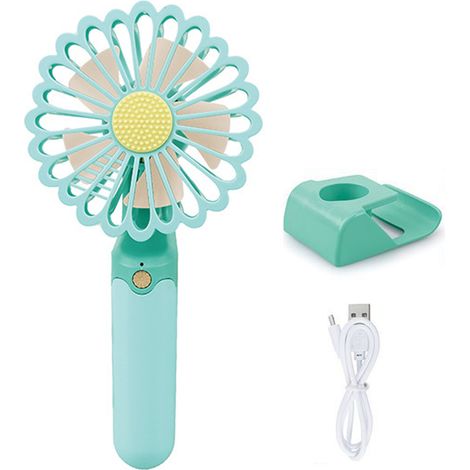Ventilador portátil recargable USB con soporte móvil y luz LED, batería 1200mAh ABS compacto – Ideal para oficina y camping (1/5)