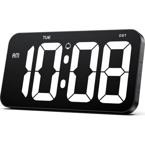 Grande Horloge Murale Numérique Chiffres 10 2 cm Heure Automatique Semaine 12 24h Sans Pile (1/4)