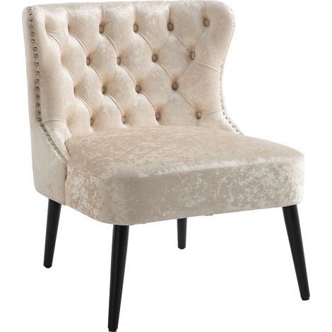 Wahson Relaxsessel aus Samt, Sessel Wohnzimmer mit Holzbeinen Loungesessel für Schlafzimmer Arbeitszimmer, Beige (1/5)