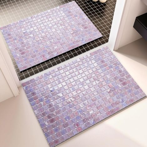 Tapis De Bain Antiderapant 60X90 Mosaïque Violette Moderne Tapis Diatomite Salle De Bain Douche Absorbant Lavable Séchage Rapide,Deco Salle Bain pour Portes Salles Bains, Salon Et Cuisine (1/5)