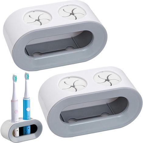 Juego de 2 soportes grises ajustables, adhesivo fuerte, para cepillo eléctrico, fácil montaje en la pared. (1/5)
