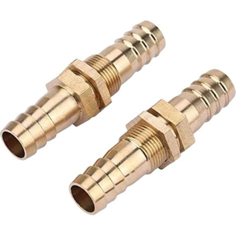 Raccord de Tuyau cloison en Laiton,Tuyau Barb Cloison Cannelé Laiton Connecteur Adaptateur 2 Pièces (12mm) - (1/4)