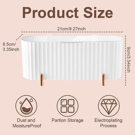 blanc-3 Compartiments, Boite Coton Tige Avec Couvercle Transparent Rangement Maquillage Pour Cosmtiques, Cotons-tiges, Boules De Coton, Tampons (1/4)