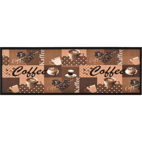 Tapis de cuisine lavable - Tapis de salon Style Moderne Marron café 45x150 cm BV473718 - BonneVie (1/5)