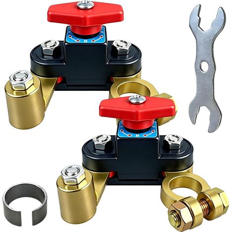Lot de 2 interrupteurs coupe-batterie pour voiture, isolateurs de batterie pour batteries de voiture, 12 V/24 V, transmission stable, haute conductivité, interrupteurs coupe-batterie pour bat (1/5)