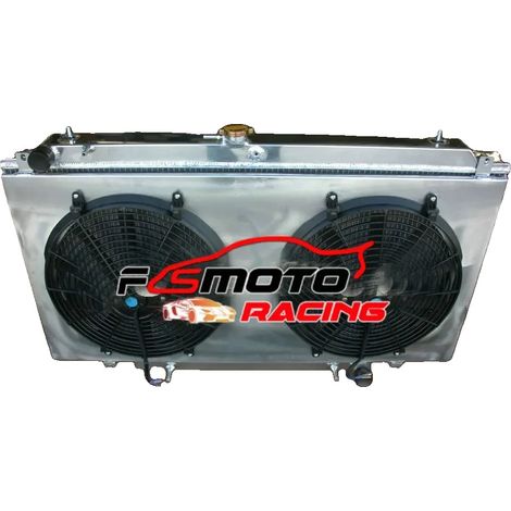 Radiador de aluminio + ventilador, tamaño del núcleo 905x450x52 mm, tamaño total 925x545x65 mm, diámetro de entrada/salida 34 mm, compatible con Nissan Y61, diseñado para motor de gasolina de 4.5L. (1/5)