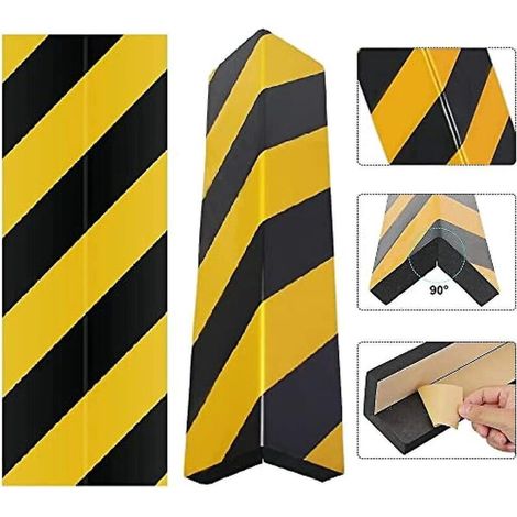 Lot de 2 protections de parking pour garage, protections murales en mousse à rayures noires et jaunes, protections d'angle, protections de pare-chocs, protection en caoutchouc anti-rayures (1/5)