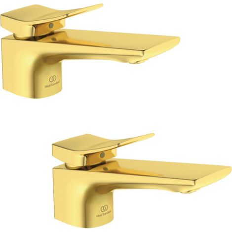 Lot de deux mitigeurs lavabo IDEAL STANDARD Conca avec tirette et vidage Or (1/2)