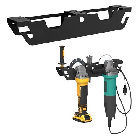 Support Pour Meuleuse d'Angle,Étagère De Rangement Pour Meuleuse d'Angle Avec 2 Compartiments Support Mural Pour Meuleuse d'Angle Avec Suspension De Câble Et Support De Disque, Compartiment De Rangeme (1/5)