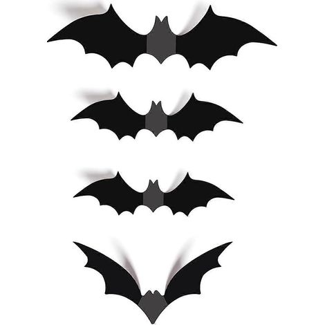 Décoration murale chauves-souris d'Halloween, 60 pièces, autocollants chauves-souris effrayants en PVC noir, pour intérieur, extérieur, maison, jardin, mur, fenêtre, fête. (1/4)