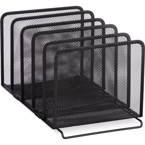 Portadocumenti in metallo 5 scomparti per ufficio archiviazione moderna 18,5 x 20,5 x 37,5 cm in acciaio nero 130007808