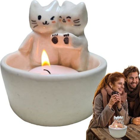 1pc Bougeoir, Forme pattes de chat, Gypse, Résistant chaleur, Déco salon chambre (1/5)