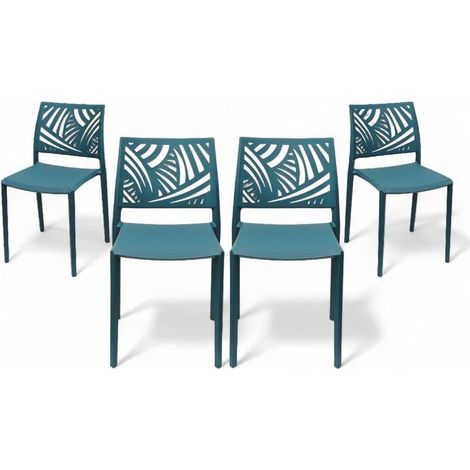 Set di 4 Sedie Corona Moderna in Polipropilene Ottanio