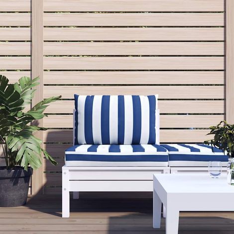 vidaXL Coussins de palette lot de 2 rayures bleues/blanches (1/5)
