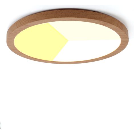 Plafón LED circular Ø300mm 24W IP44 madera CCT (1/5)
