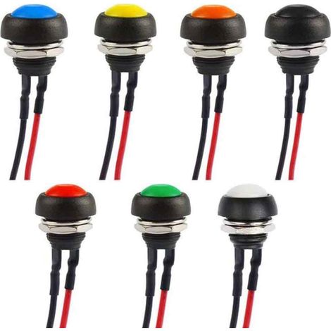 Bouton Poussoir Étanche - 12 mm - Pour Contrôle Alimentation Circuit Électronique - Lot de 7