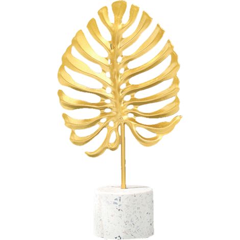 Décoration fer forgé feuille de ginkgo, petit ornement métallique créatif pour table, meuble à vin, décoration intérieure feuille de monstera. (1/2)