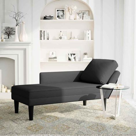 Fauteuil de Salon,Chaise,Fauteuil long avec coussin et accoudoir droit noir velours CFW354441 (1/5)