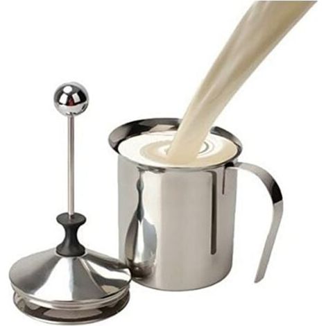 400ml Appareil à Mousse/Mousseur de Lait en Acier Inoxydable Cappuccino Café Mousse Double Pompe (W)-- (1/5)