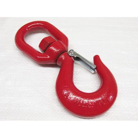 2 Ton Large Swivel Hook With Safety Catch - 2000KG Alloy Steel Red Lifting Tested Certified (1/2)