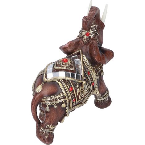 Statuette Éléphant en Résine pour Bureau Décoration Salon Cadeau Déco Maison Rouge 13,5x6x14cm (1/5)
