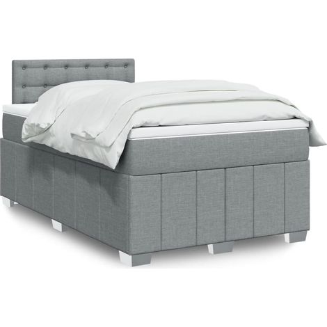 Boxspringbett mit Matratze Hellgrau 120x190 cm Stoff