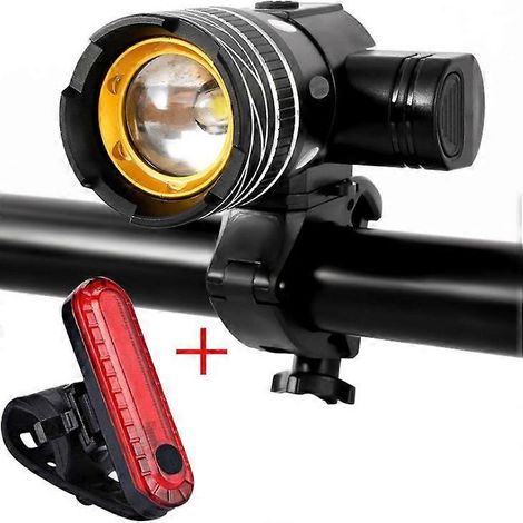 Phare de vélo rechargeable USB, lampe de signalisation, accessoire pour vélo en alliage d'aluminium, 350 lumens, T6 (1/5)