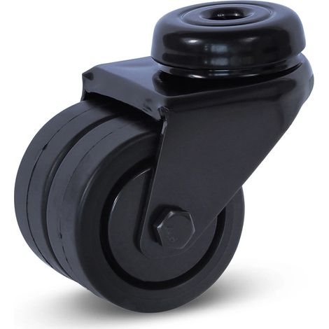 Roulette pivotante - MESO - Nylon noir - Platine - 50mm - 250kg