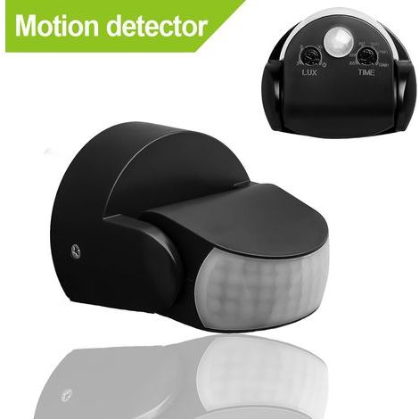 Détecteur de mouvement extérieur IP65 orientable 180°/360° – Capteur infrarouge 12m – Installation murale/plafond – Capteur crépusculaire (1/5)