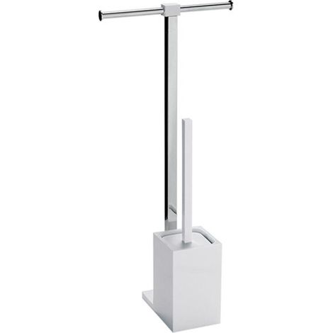 Colonnina portarotolo e scopino WC acciaio inox e resine termoplastiche serie Rainbow Gedy RA32 Bianco (1/2)
