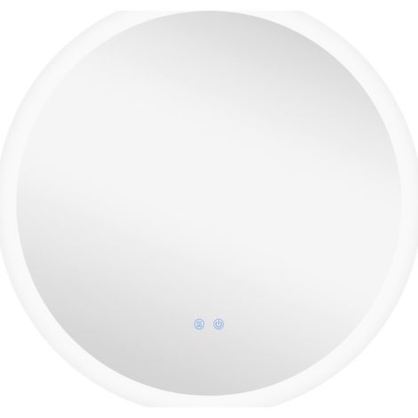 Miroir de salle de bain rond avec éclairage LED 70x70cm, miroir antibuée, 3 couleurs d'éclairage, fonction mémoire, interrupteur tactile (1/5)