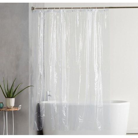 Shower curtain lining, 180 x 200 cm – Waterproof transparent shower curtain, 12 rustproof eyelets for bathroom and shower (1/5)