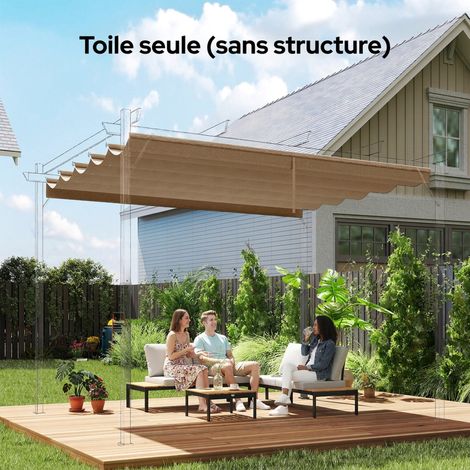 Toile de Toit pour Pergola Tonnelle Rétractable de 3 x 3 m - Toile Uniquement 250 x 255 cm, Ecru (1/5)
