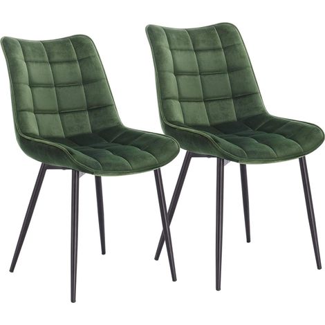 WOLTU Pack de 2 Sillas de Comedor Asiento de Terciopelo Silla Diseño Ergonomica Silla Tapizada Estructura Metálica Sillón con Respaldo Silla de Cocina Verde Oscuro (1/5)