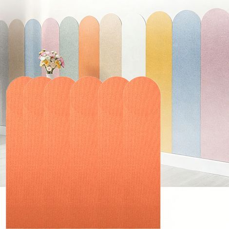 Selbstklebender, stoßfester Wandschutz – 6 dekorative 3D-Paneele (60 x 15 x 0,4 cm) – Inneneinrichtung für Wohn- und Schlafzimmer, Orange (1/5)