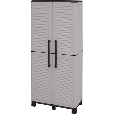 Dmora Mehrzweck Außen oder Innenwechselschrank, 2 türige mobile und 3 einstellbare Polypropylen Regale, 100% Made in Italy, 68x37h169 cm, graue Farbe