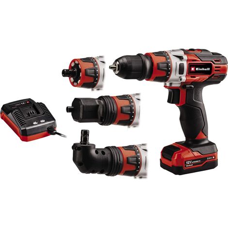 Einhell Set Trapano a Batteria TE-CD 12/1 3X-Li Power X-Change (Li-Ion, 18 V, Attacco Angolare ed Eccentrico, Custodia in Cartone con Chiusura Magnetica, Batteria 2,0 Ah + Caricabatteria) (1/5)