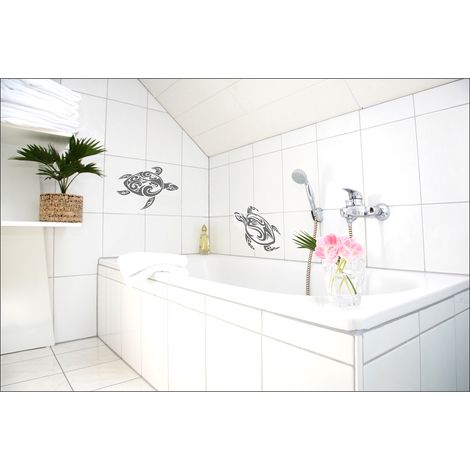 Sticker mural décoratif tribal 2 tortues, 68x48cm - Décoration murale originale pour votre intérieur (1/2)