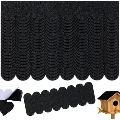 21 Pièces Shingle de Toiture de Feutre, Autocollant Bardeaux de Toit Autocollants, Découpable Feutre Bitumé pour Nichoirs, Noir Mini Bardeaux de Toit, pour Nichoirs Oiseaux, Niches à Chiens (1/5)