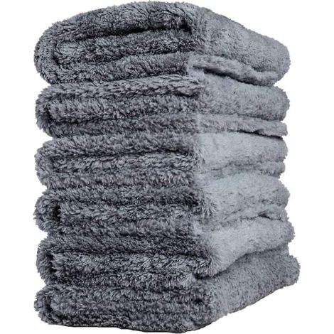 Juego de 6 paños de microfibra, sin bordes, de secado rápido, reutilizables, para limpieza y pulido, 450 g/m², 40 x 40 cm, color gris. (1/5)