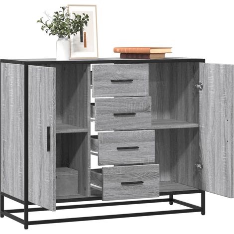 Sideboard Grau Sonoma 92x35x76 cm Holzwerkstoff