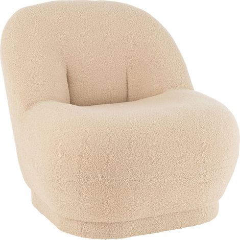 Pouf teddy bouclé beige chaud confort irrésistible salon - Beige chaud bouclé (1/5)