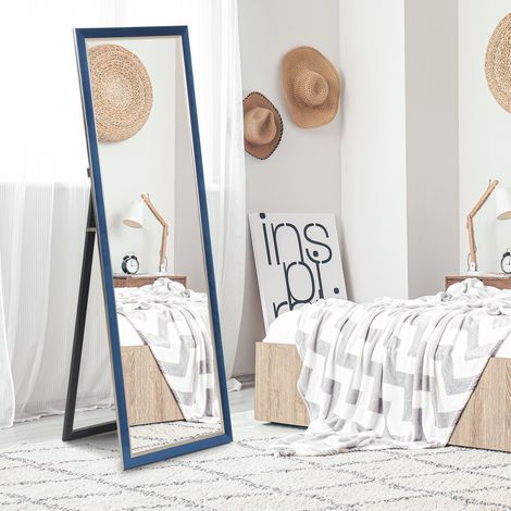 Espejo de Cuerpo Entero 150x50 cm con Marco en Terciopelo y Soporte para Salón Dormitorio Azul (1/5)